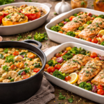 Zdrowy obiad bez smażenia z piekarnika z warzywami i mięsem