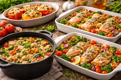 Zdrowy obiad bez smażenia z piekarnika z warzywami i mięsem