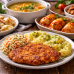 tradycyjny polski obiad schabowy ziemniaki i surówka